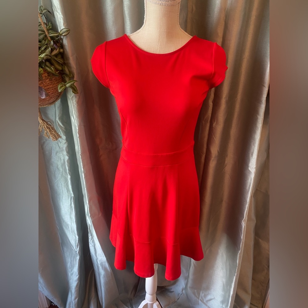 LOFT Red Fit and Flare Dress